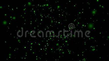 黑色空间发光粒子的3D动画。 动画。 带有粒子或星星的美丽空间动画